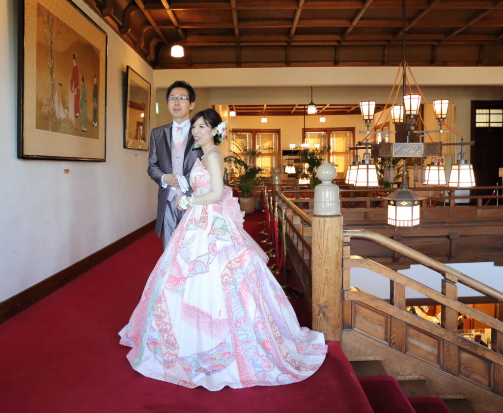 ウエディングドレスに振袖を着物リメイクしたオーダーメイドの一点もの着物ドレス