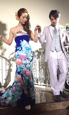 ウエディングドレスに振袖と帯を着物リメイクしたオーダーメイドの一点もの着物ドレス（大阪・東京銀座・全国）