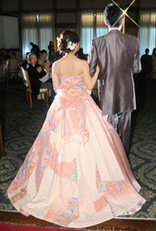 ウエディングドレスに振袖を着物リメイクしたオーダーメイドの一点もの着物ドレス（大阪・東京銀座・全国）