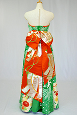 ウエディングドレスに振袖と帯を着物リメイクしたオーダーメイドの一点もの着物ドレス（大阪・東京銀座・全国）