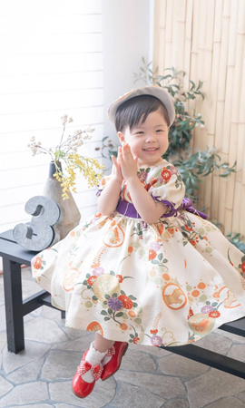 七五三にお母様の着物ドレスからリメイクオーダーメイド（大阪・東京銀座）