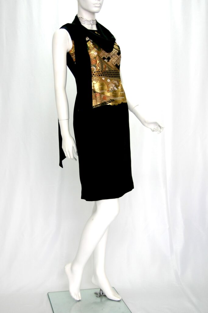 パーティードレスや卒業式のドレスコードに新品の振袖地を使用した着物ドレス